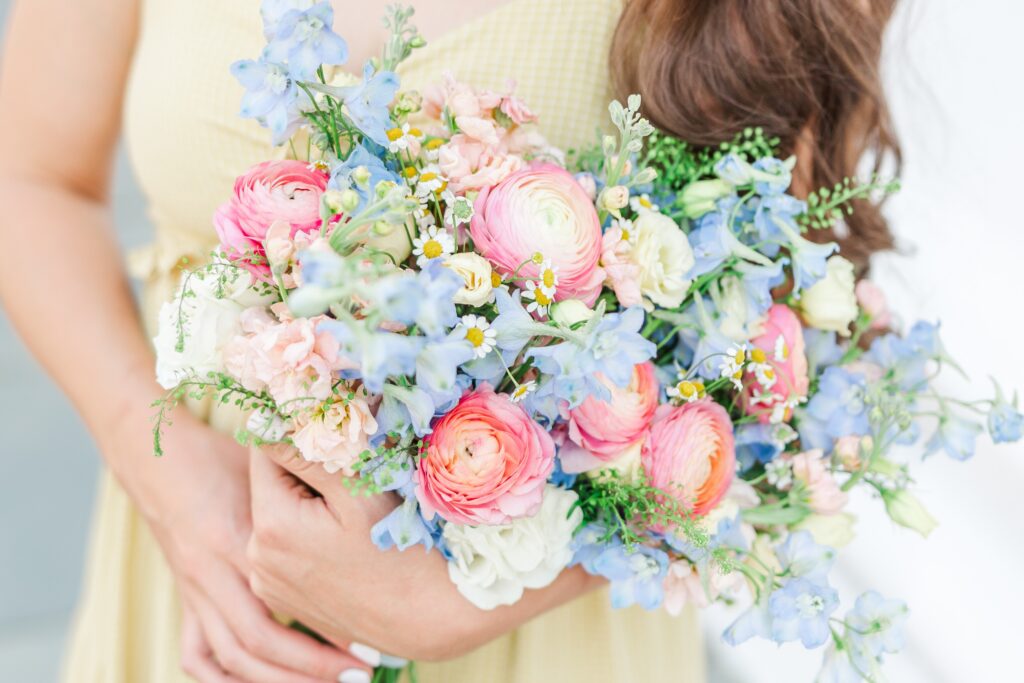 Stephanie Kase with florals at branding session in Charleston, South Carolina