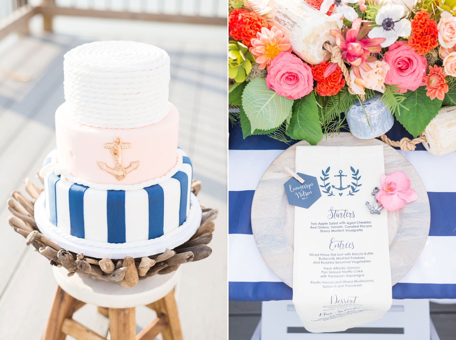 cake-with-blue-and-white-stripes-and-an-anchor-by-a-lake