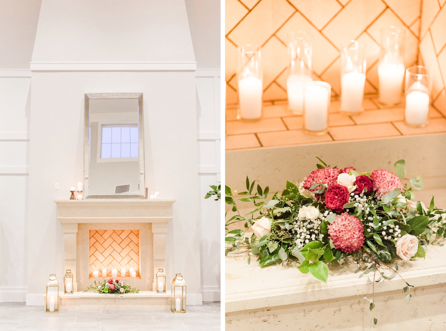 foyer-with-candles-and-florals-for-a-wedding-day