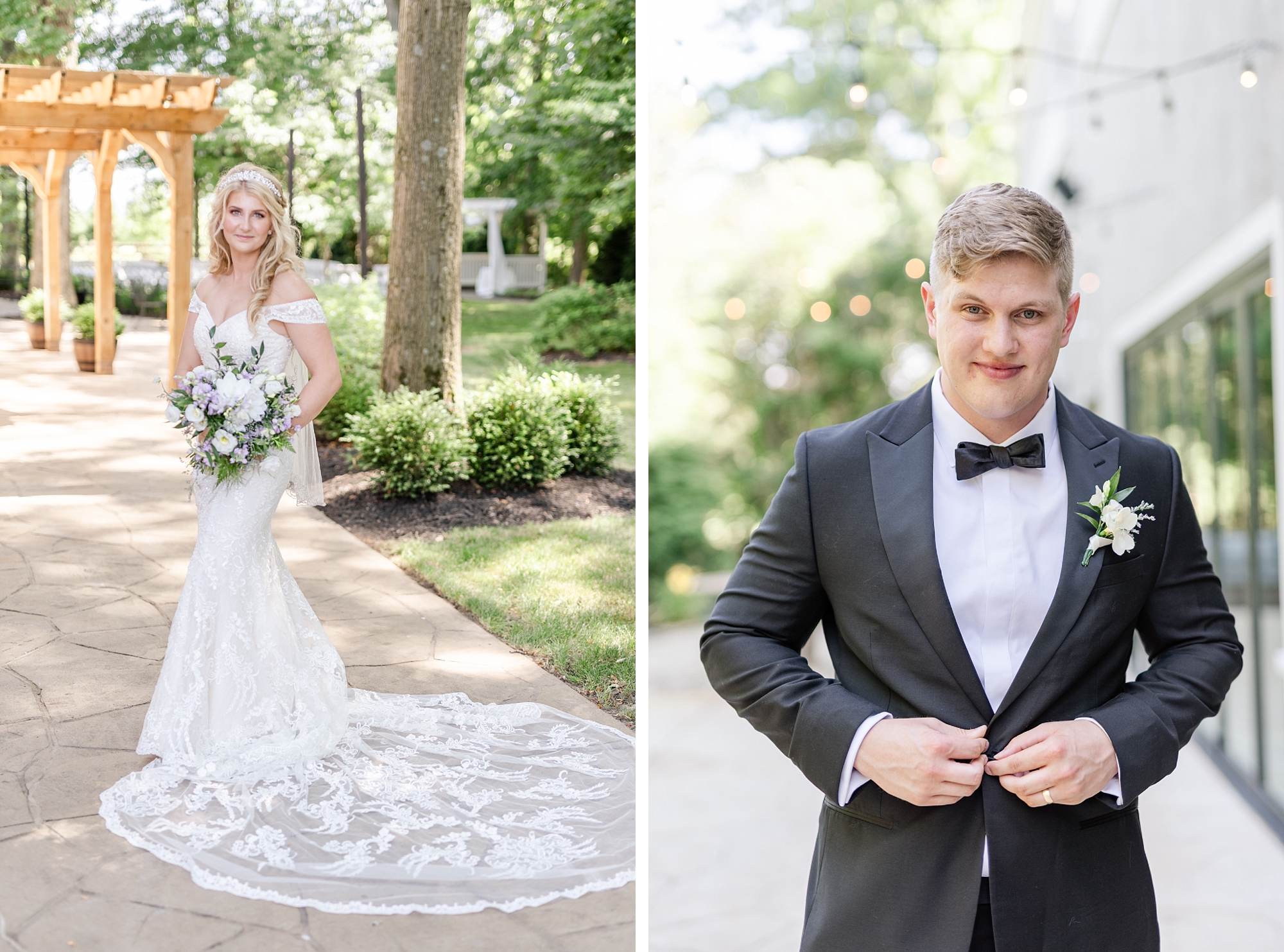 bride's portrait and groom's portrait at Brookshire in Columbus OH