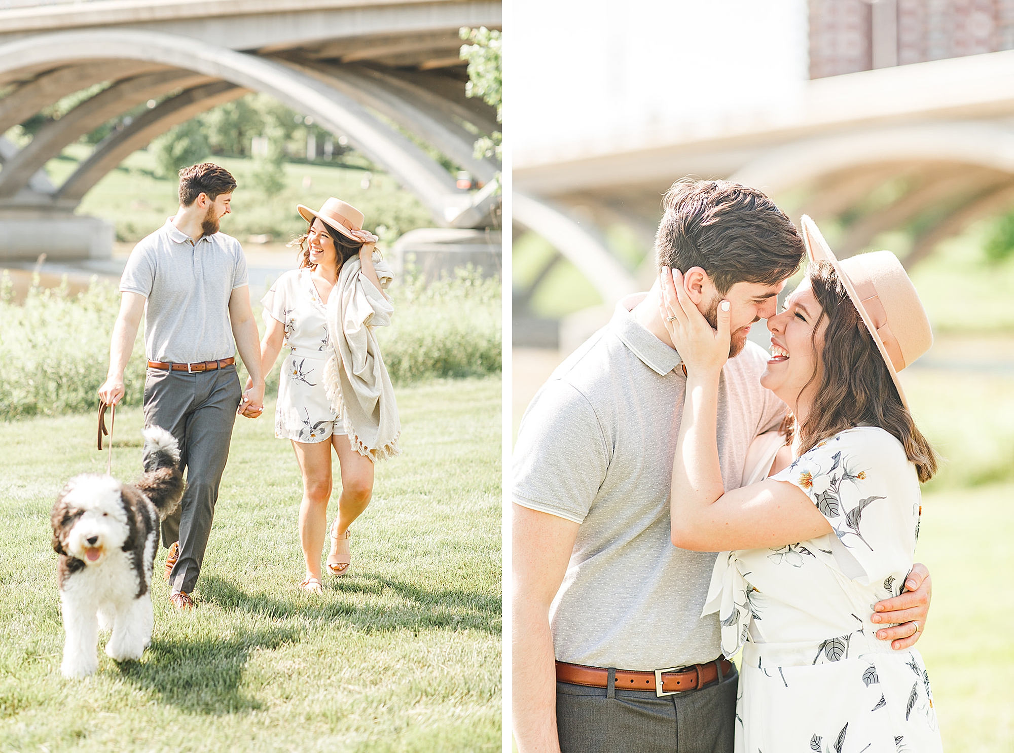 wife looks at husband during portrait session in Ohio