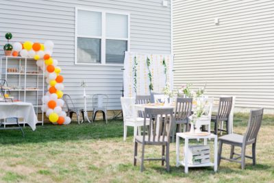 citrus and dusty blue baby shower inspiration