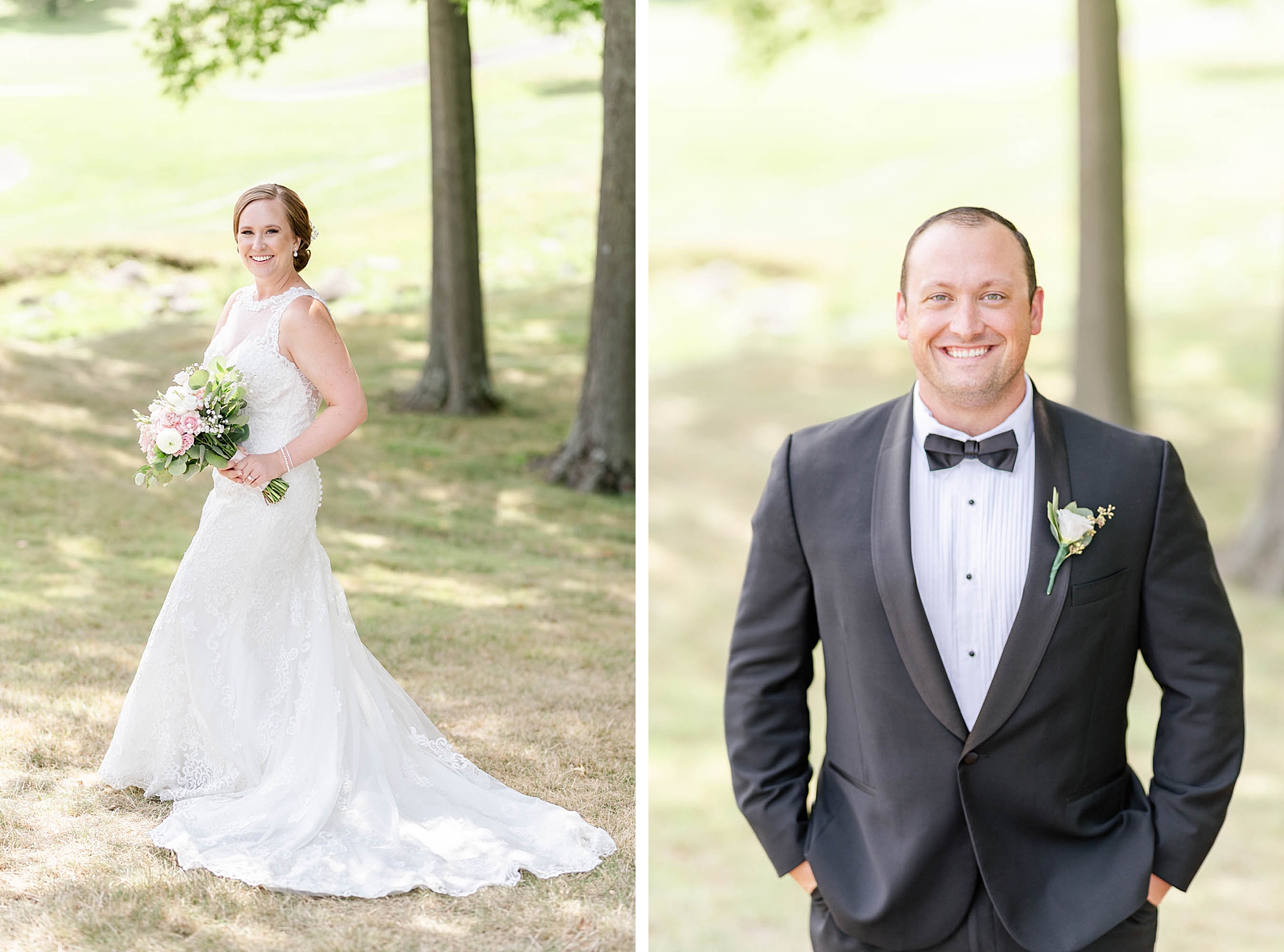 summer portraits of bride and groom in Ohio