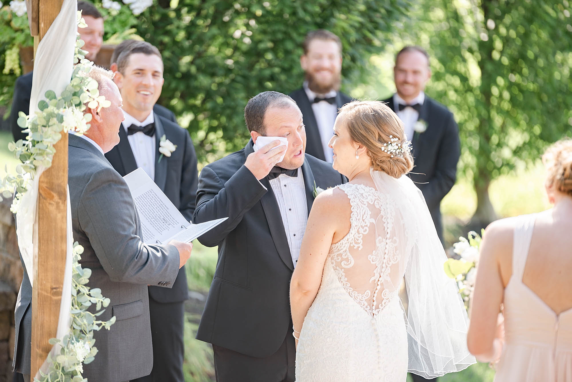 groom cries during wedding ceremony in Columbus OH