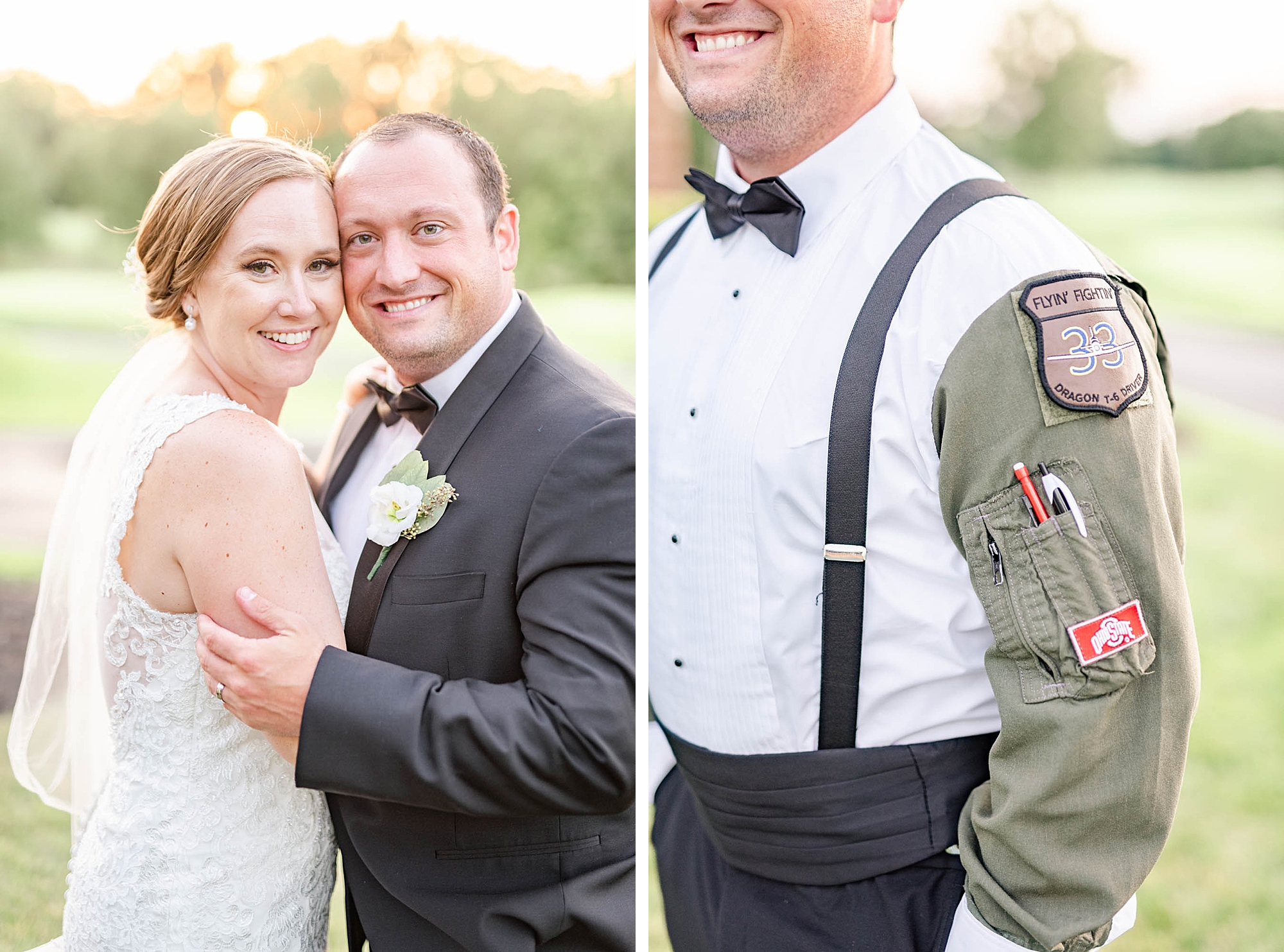 groom shows off custom military sleeves