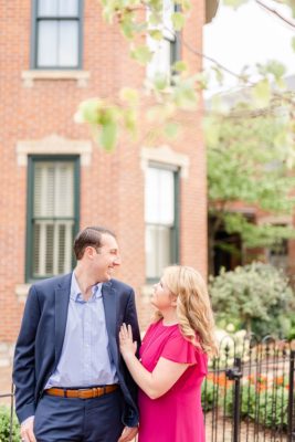 summer engagement portraits at German Village