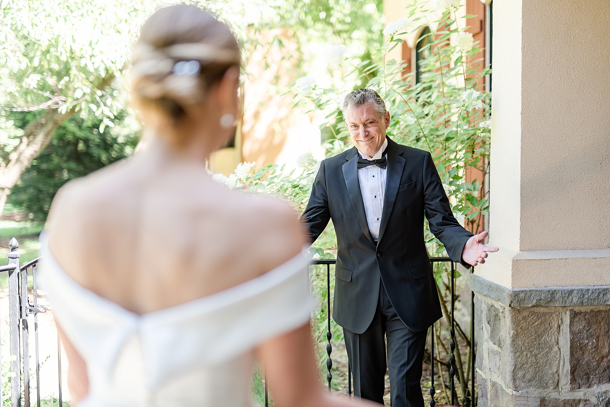 first look with bride and dad at Gervasi Vineyard