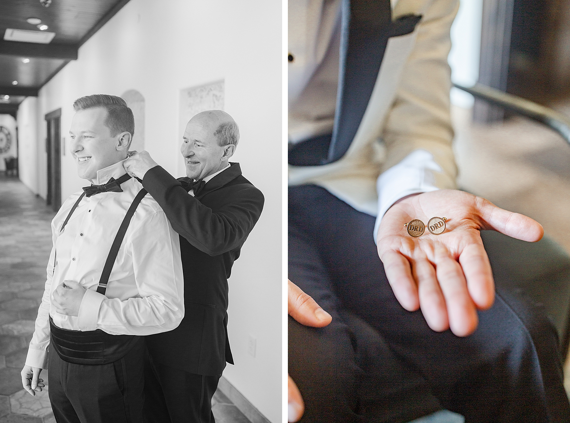 groom prepares for Ohio wedding day with dad