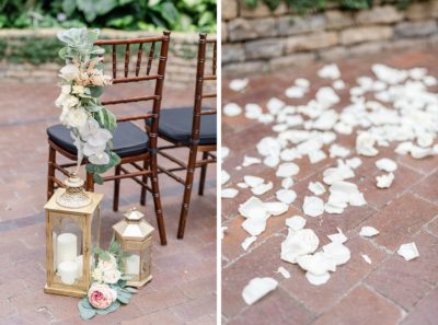 flower petals and lantern details for Ohio intimate wedding day