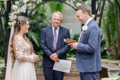 intimate and private wedding ceremony in Ohio conservatory