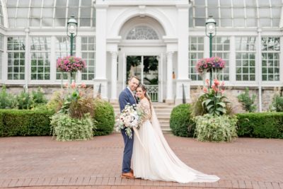 Ohio wedding day portraits outside Franklin Park Conservatory