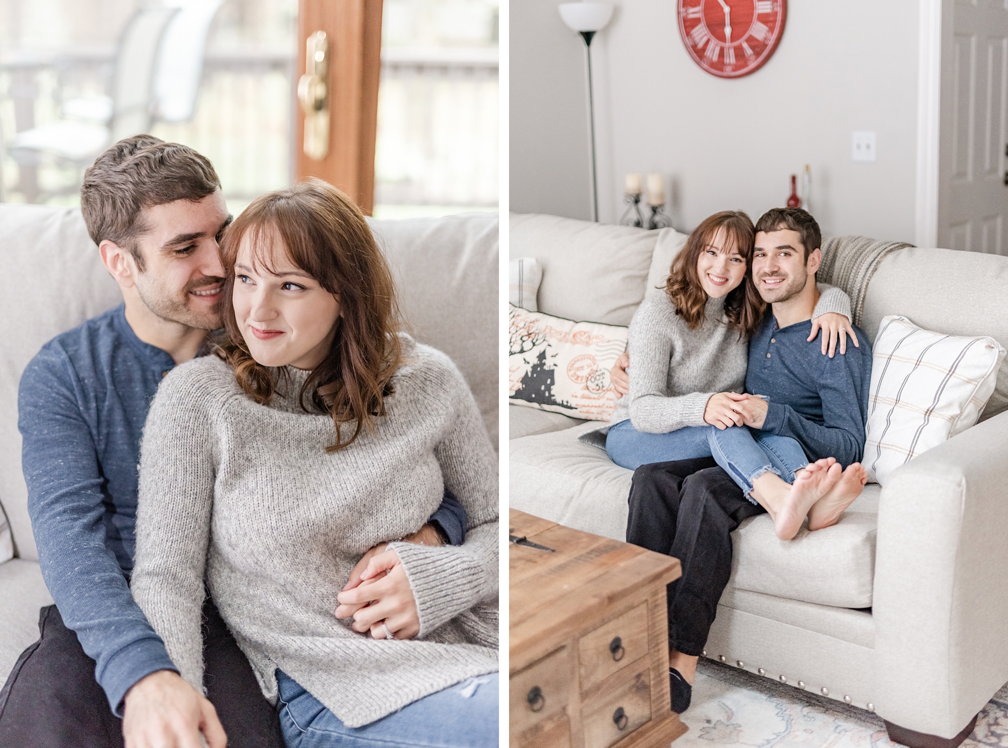 casual first anniversary portraits at home