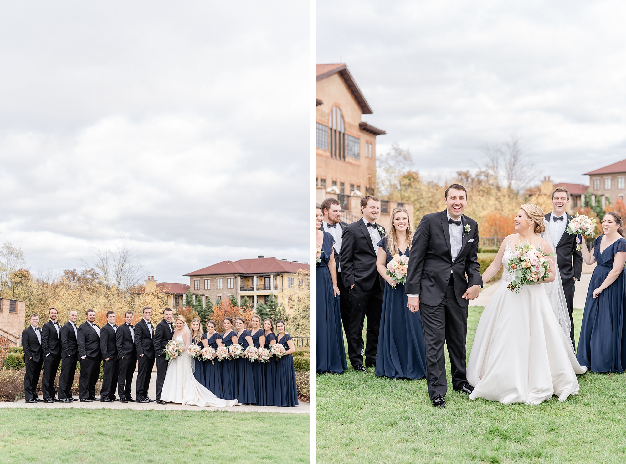 bridal party portraits in courtyard of The Club at Corazon