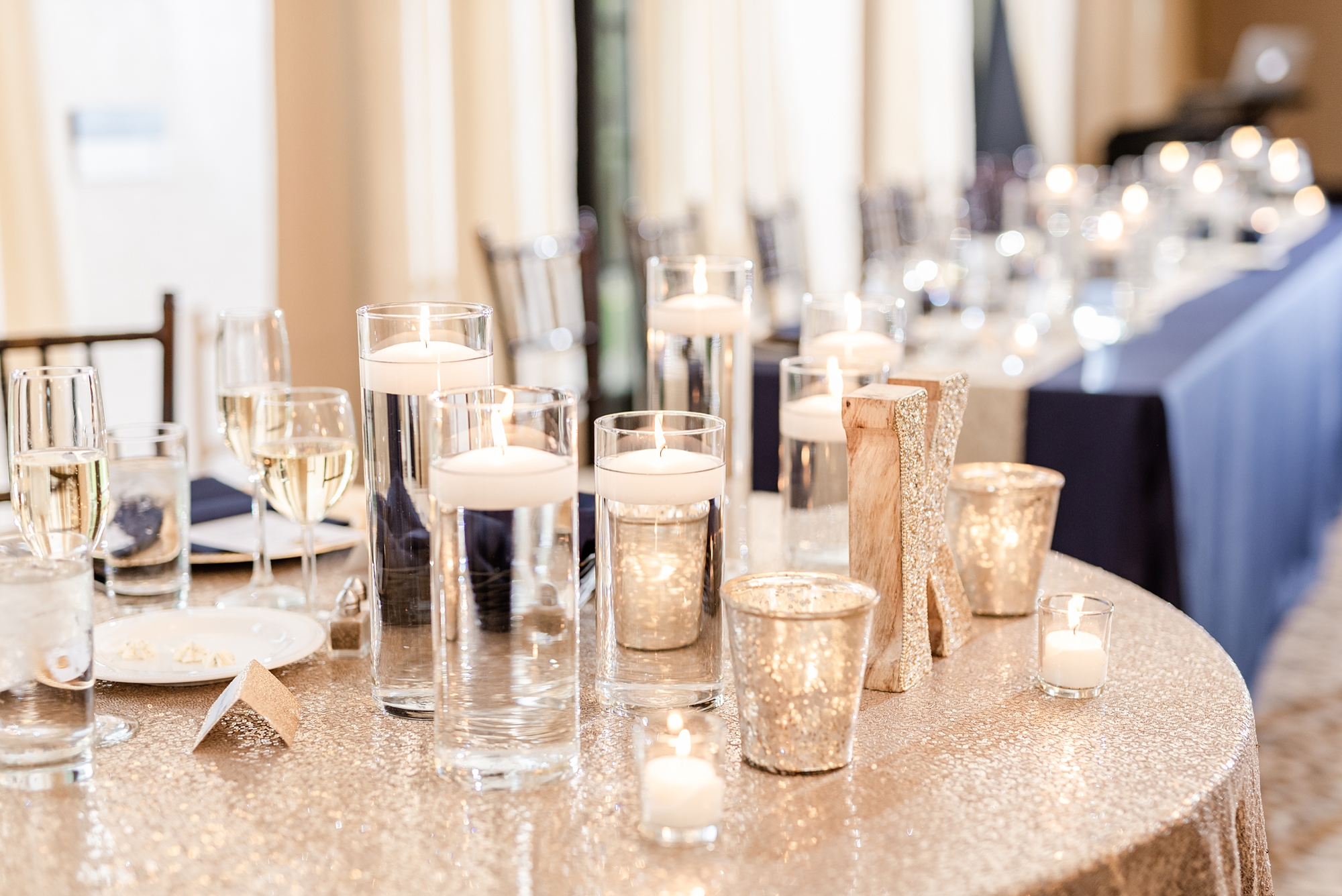 mismatched gold candles for The Club at Corazon wedding reception