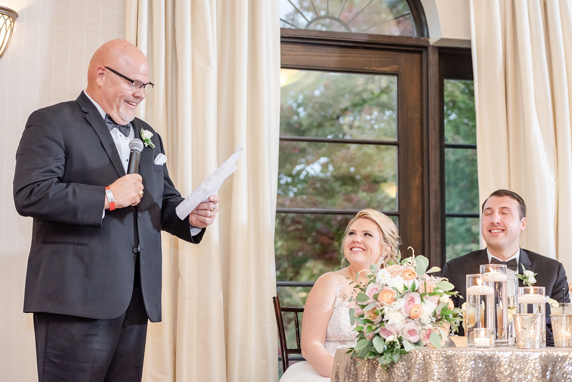 FOB reads speech during The Club at Corazon wedding reception