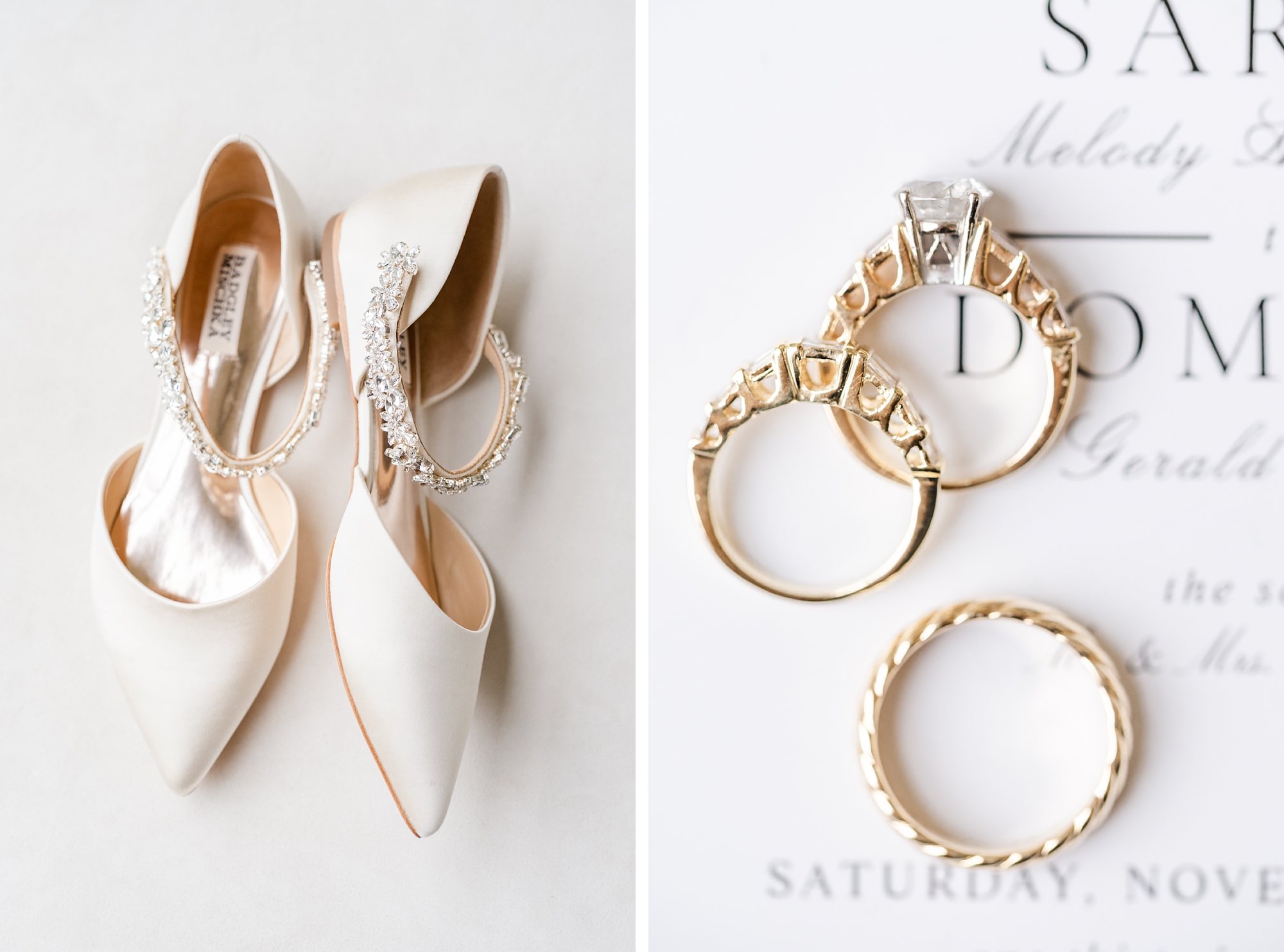 bride's classic shoes and rings for Dayton Ohio wedding