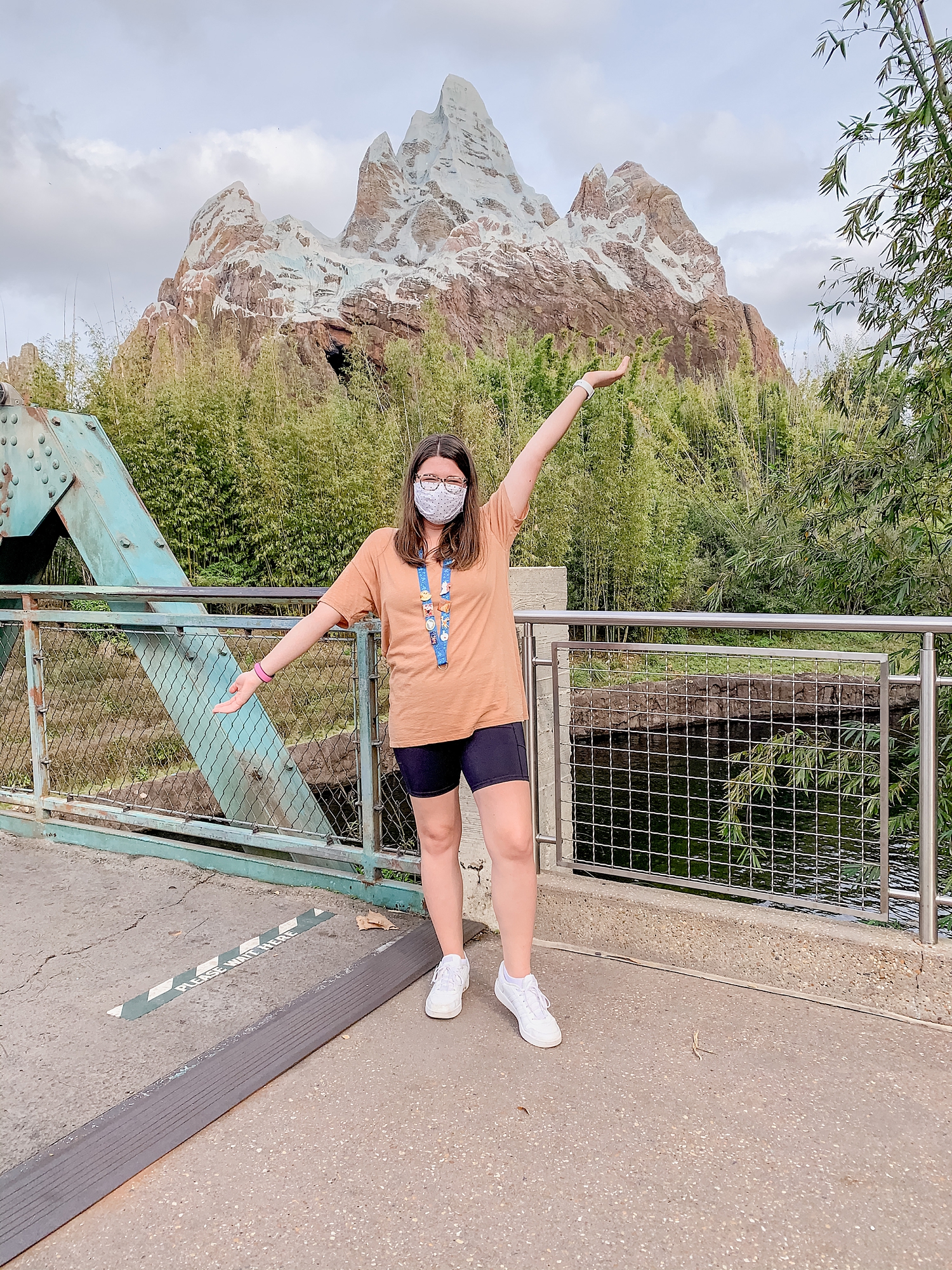 woman poses in front of Expedition Everest