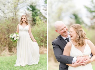 bride shows off wedding dress in Ohio