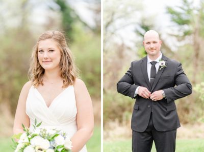 bride and groom pose before Estate at New Albany wedding