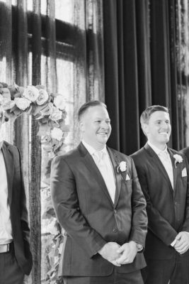 groom watches bride walk down aisle in Ohio