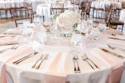white floral centerpieces at High Line Car House reception