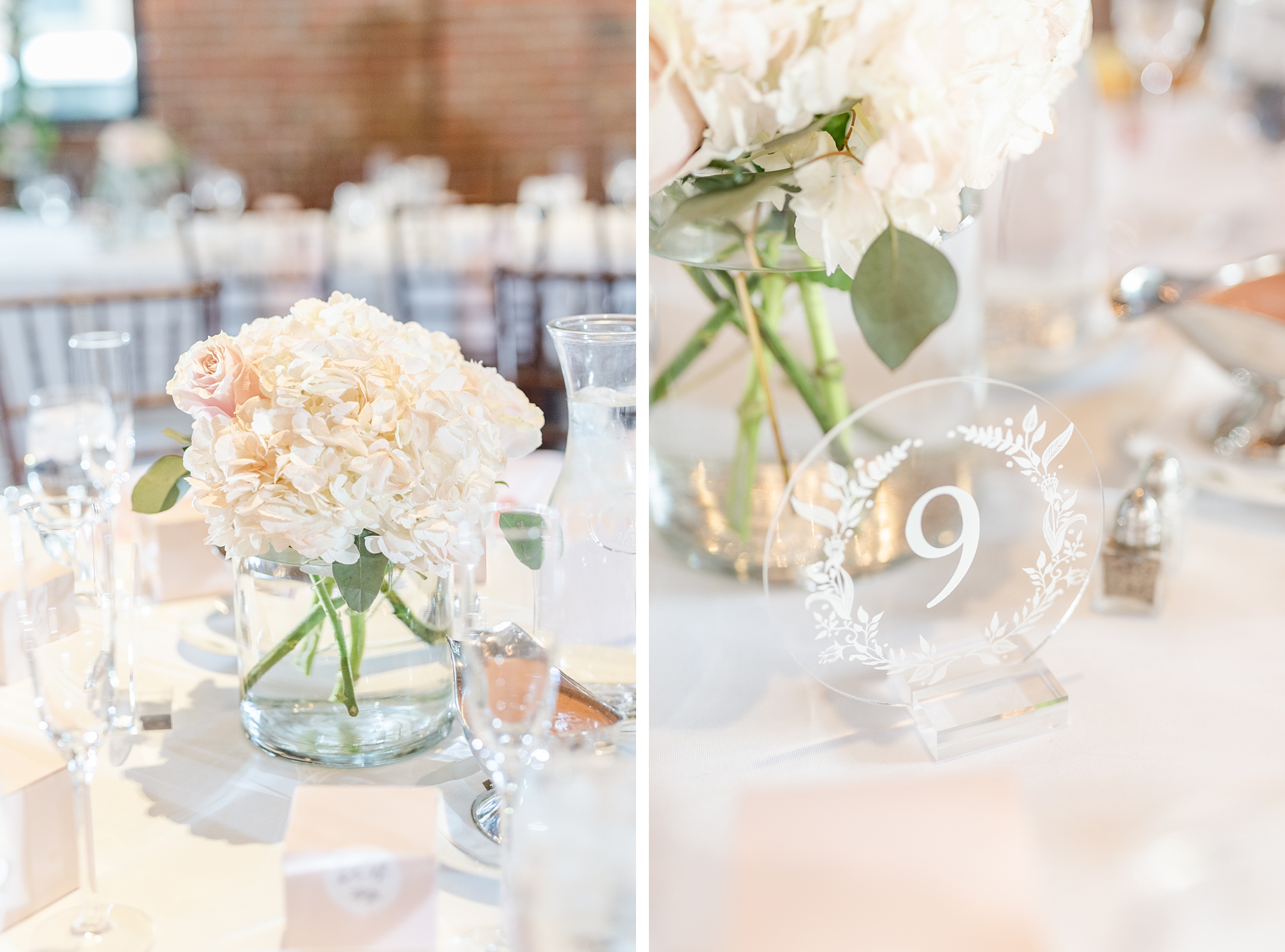 white floral centerpieces for OH wedding reception