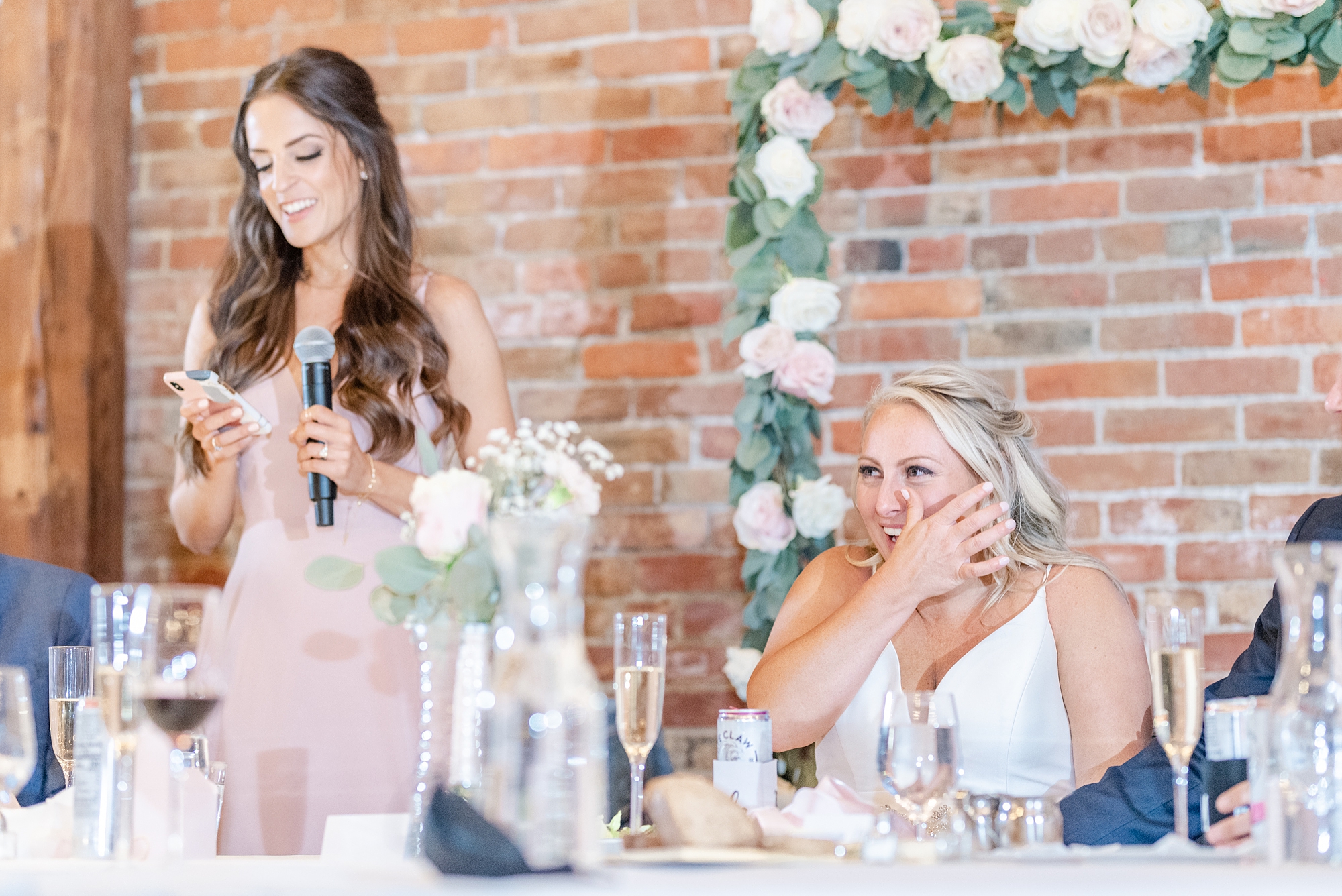 bride cries during maid of honor speech