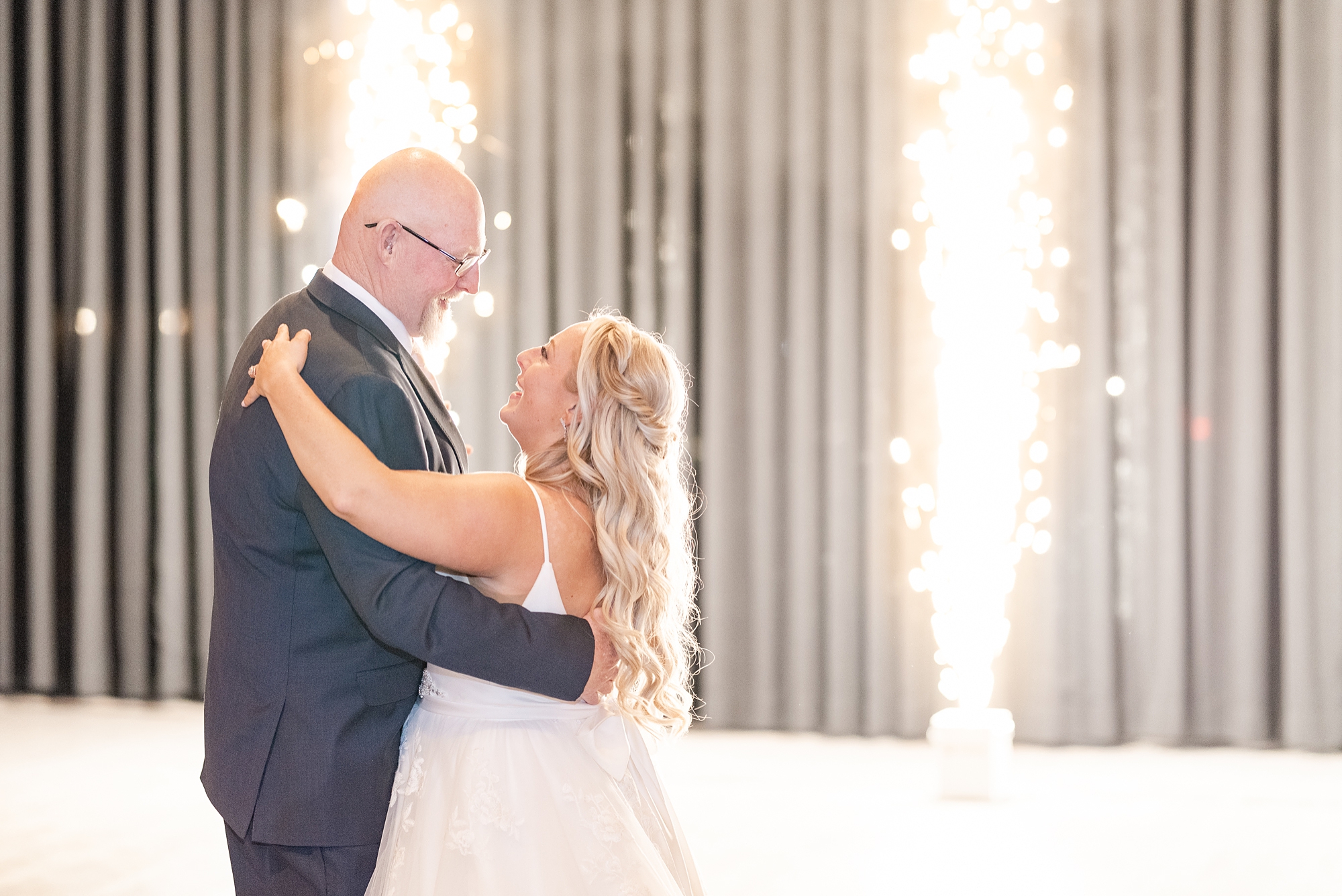 bride and father dance during Columbus Ohio wedding reception