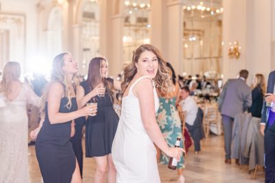 bridesmaid dances during Ohio reception