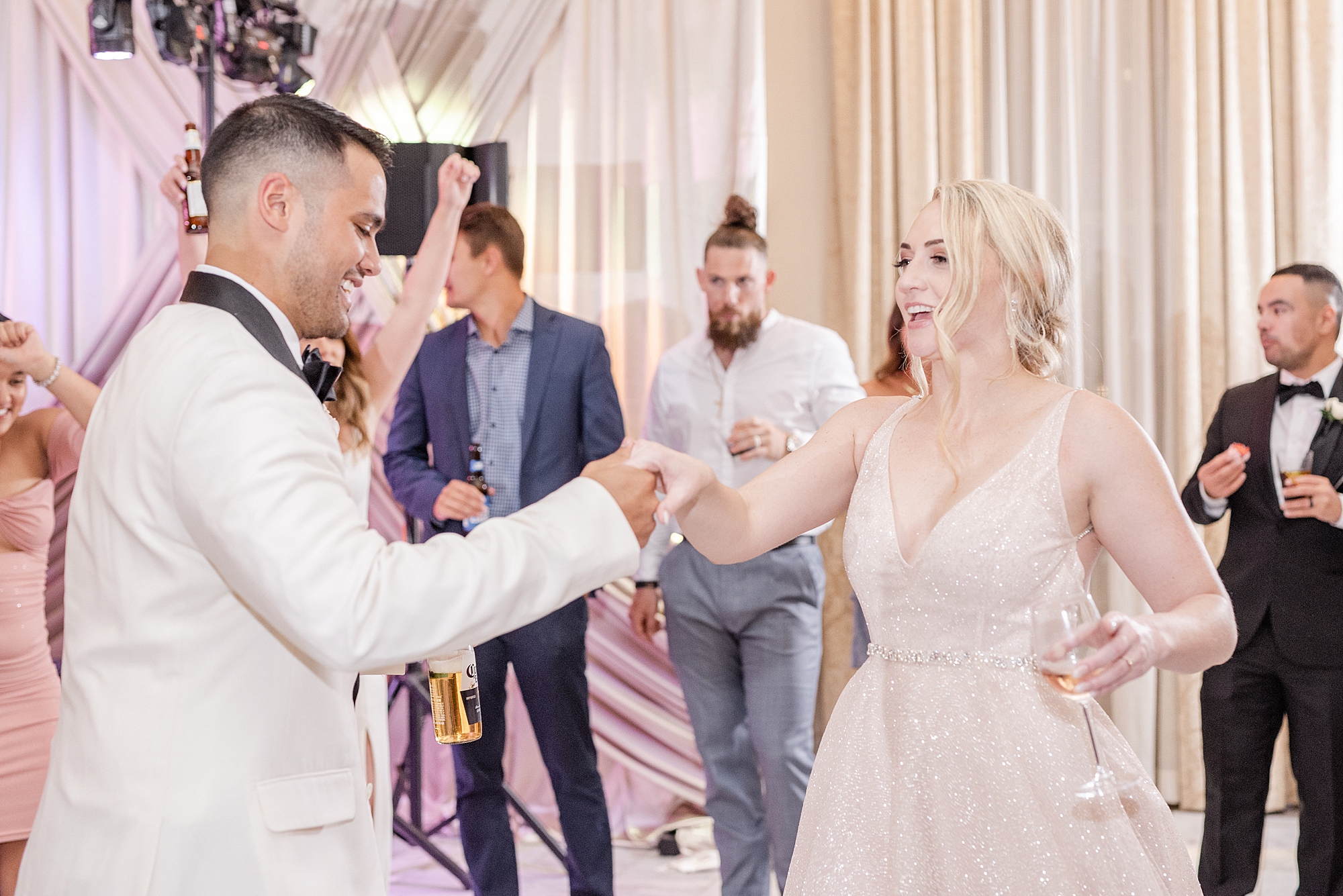 bride and groom dance during Ohio wedding reception