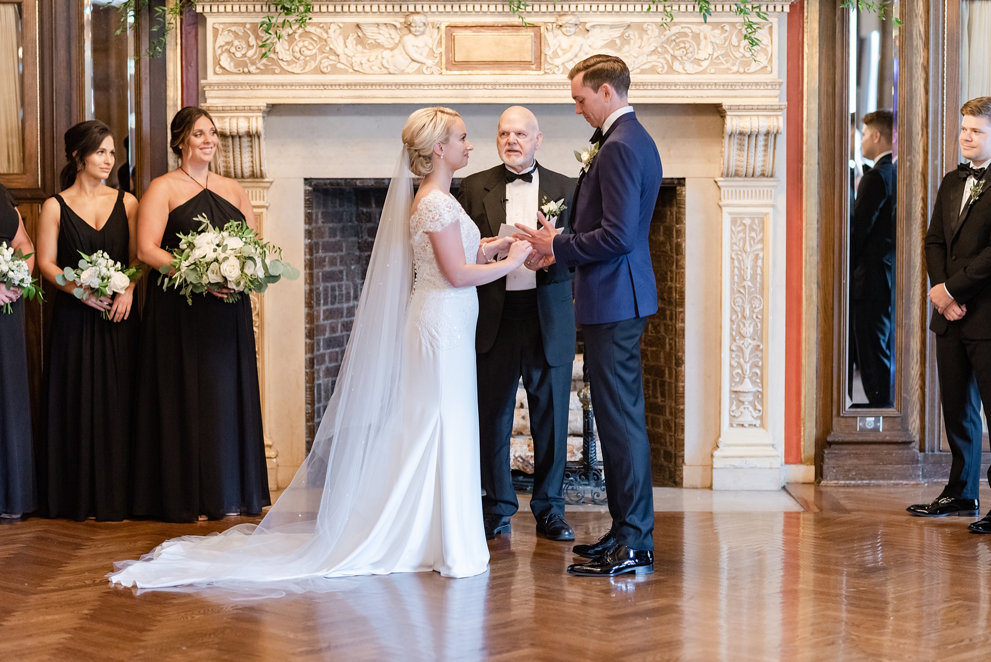newlyweds exchange vows at the Athletic Club of Columbus
