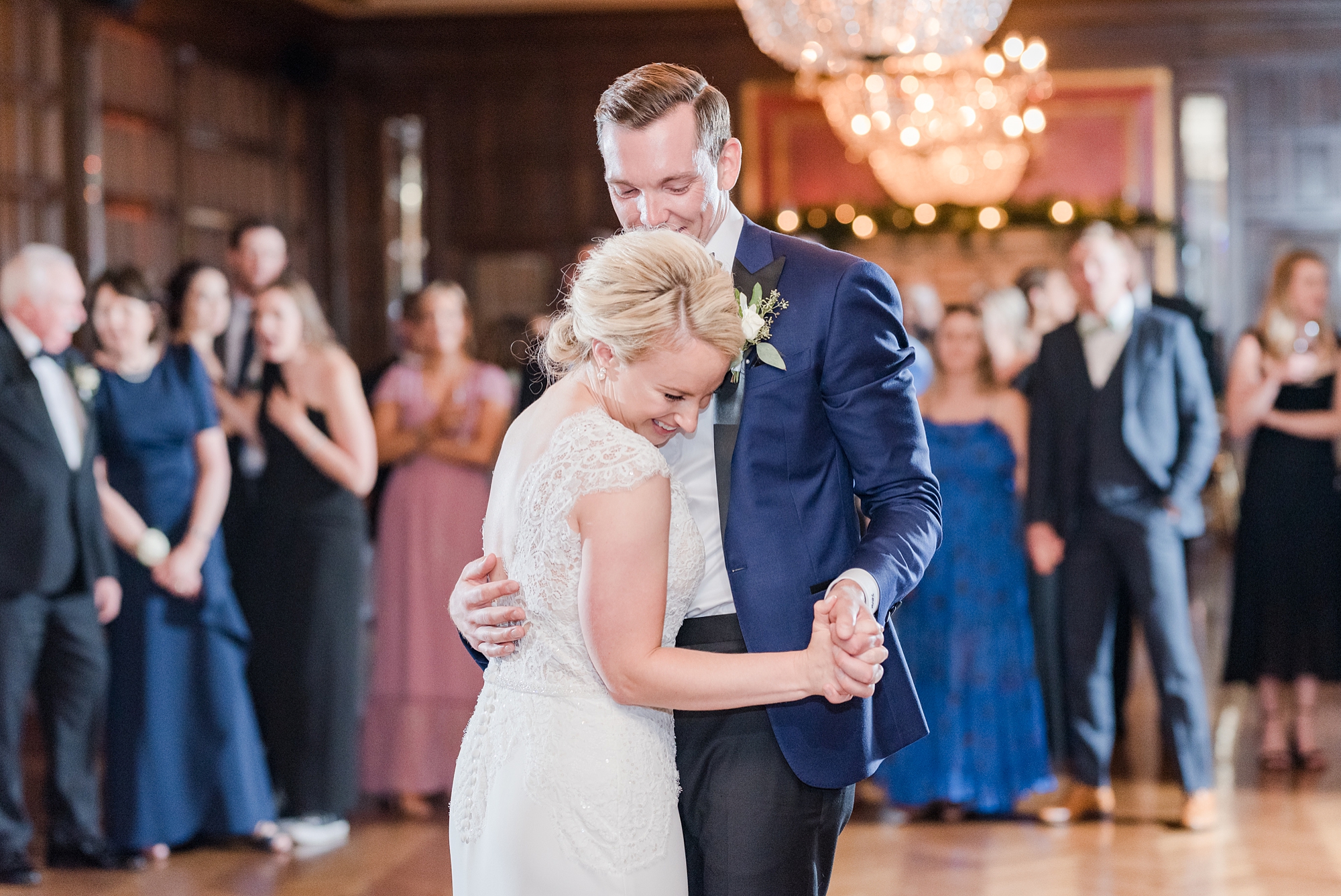 bride and groom have first dance during Columbus OH wedding reception