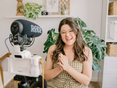 YouTube educator records video in home office