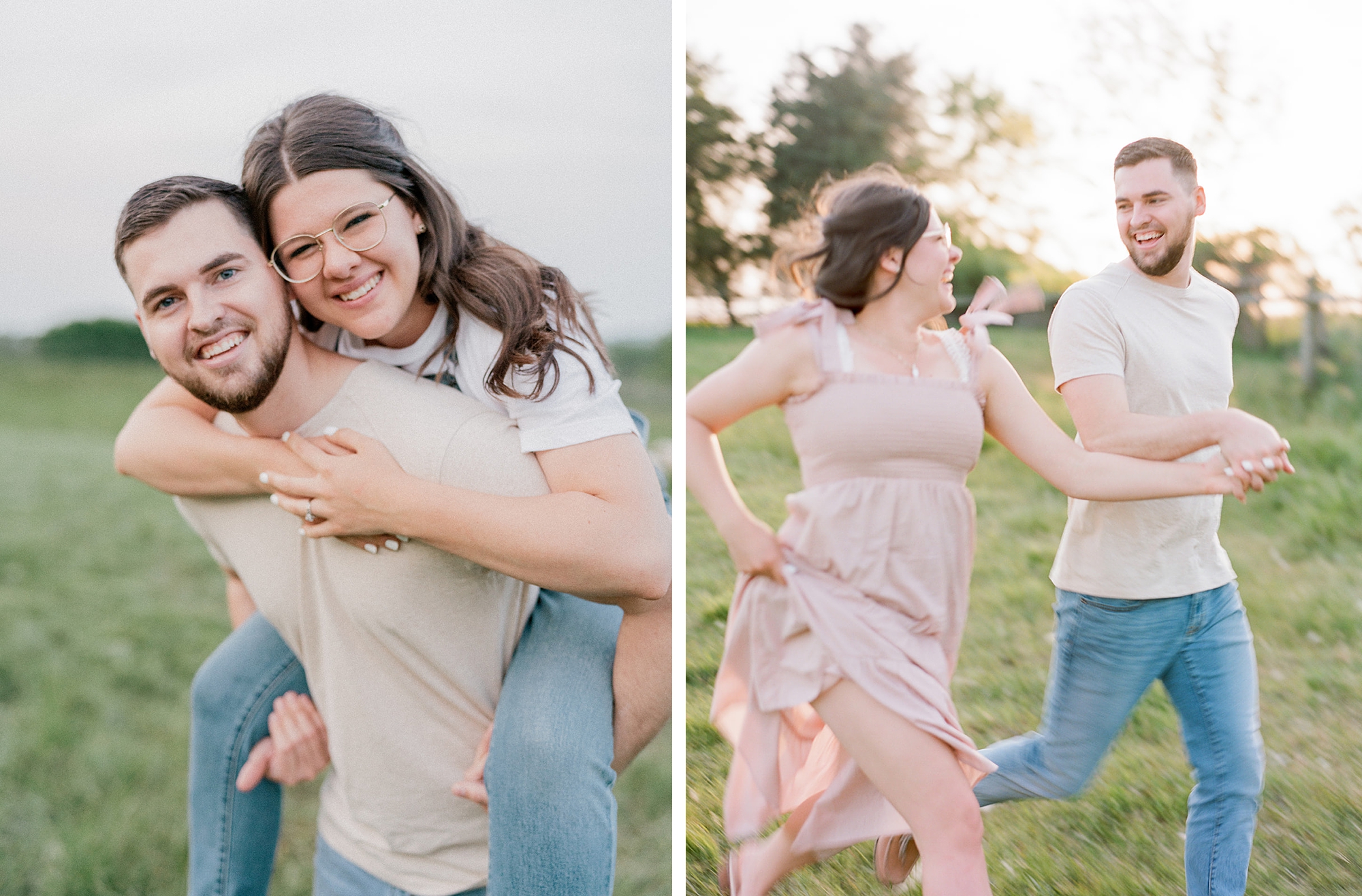 sunset anniversary portraits for young couple at Old Slate Farm
