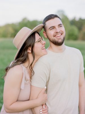 couple hugs during fourth anniversary portraits